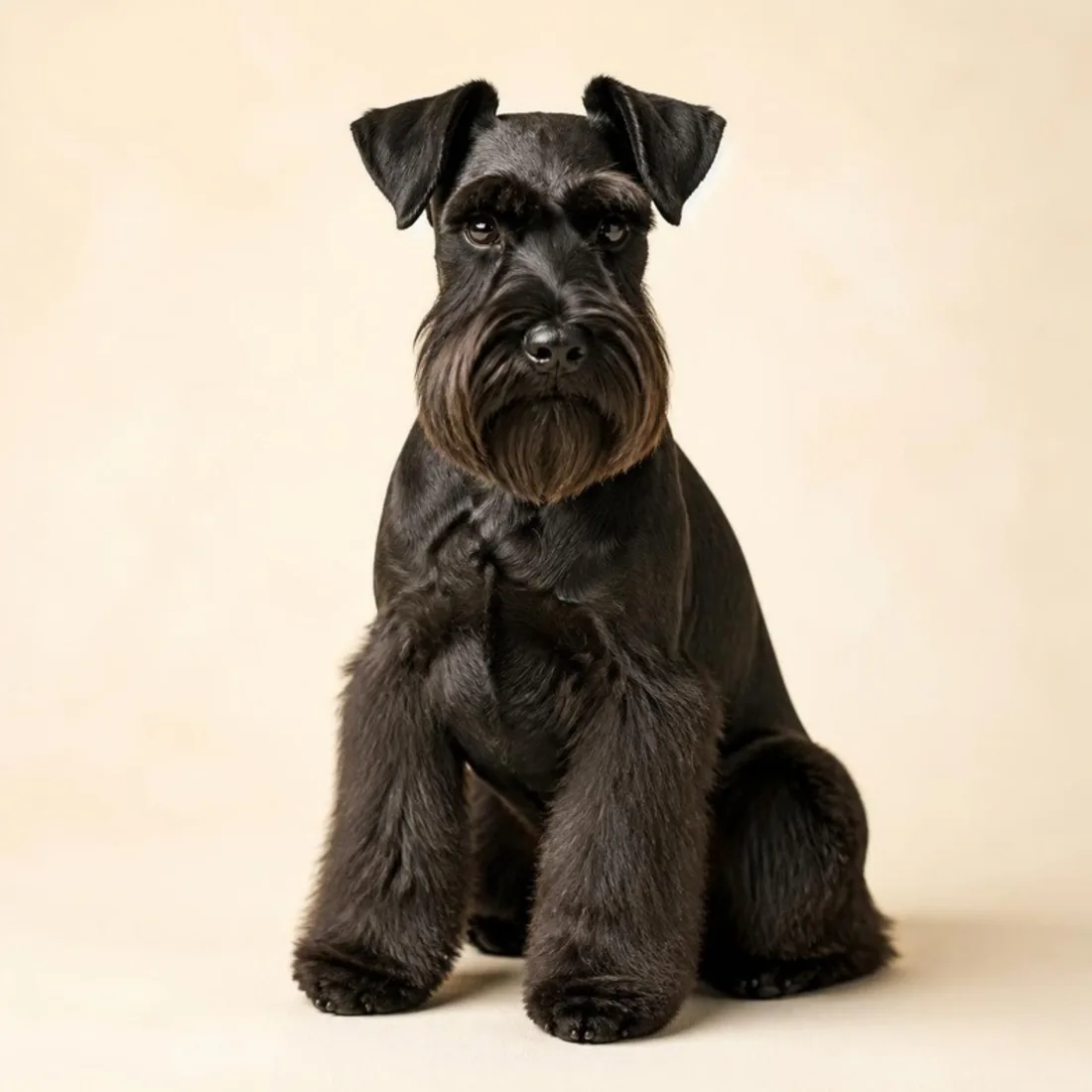 Schnauzer with a hand-stripped breed trim
